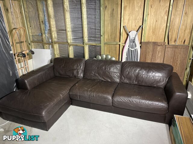Brown leather sofa L shaped.  Free to collect.