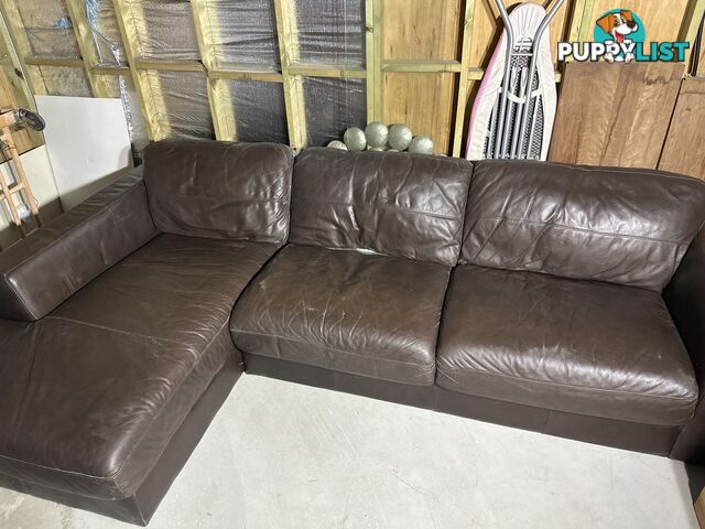 Brown leather sofa L shaped.  Free to collect.