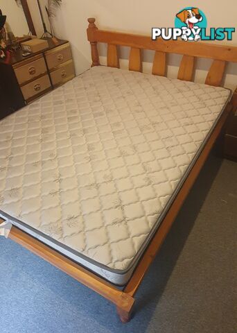 Queen Size Solid Pine Bed And Mattress.