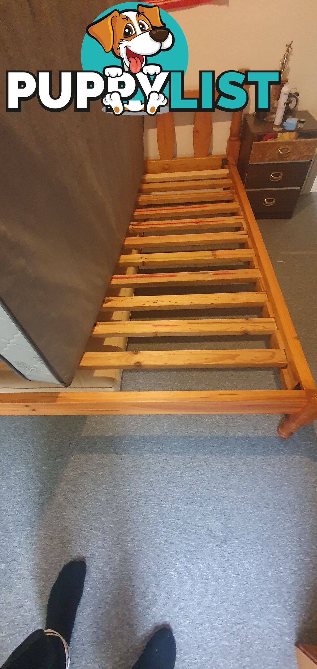 Queen Size Solid Pine Bed And Mattress.