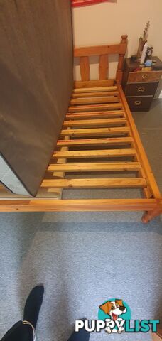 Queen Size Solid Pine Bed And Mattress.