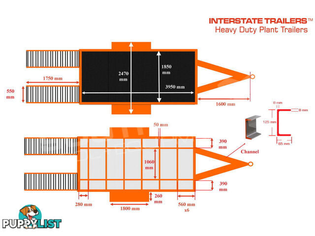 Interstate Trailers - 3.5 TON Plant Trailer suit Bobcats & Excavators