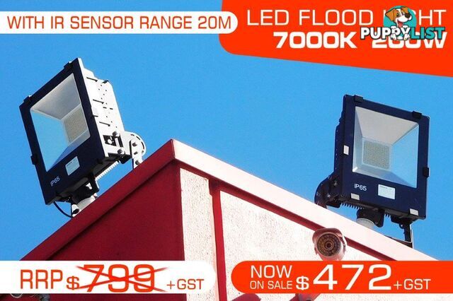 200W IP65 Water proof LED FLOOD Light - 7000k. 240V/50Hz. 