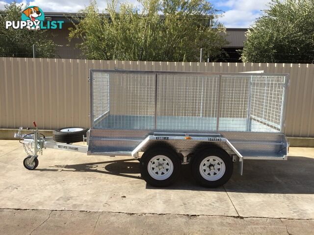 10X5 GALVANISED TANDEM CAGED TRAILER WITH BRAKES AND RAMPS