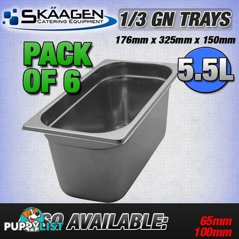 Unused 1/3 Gastronorm Trays 150mm - 6 Pack