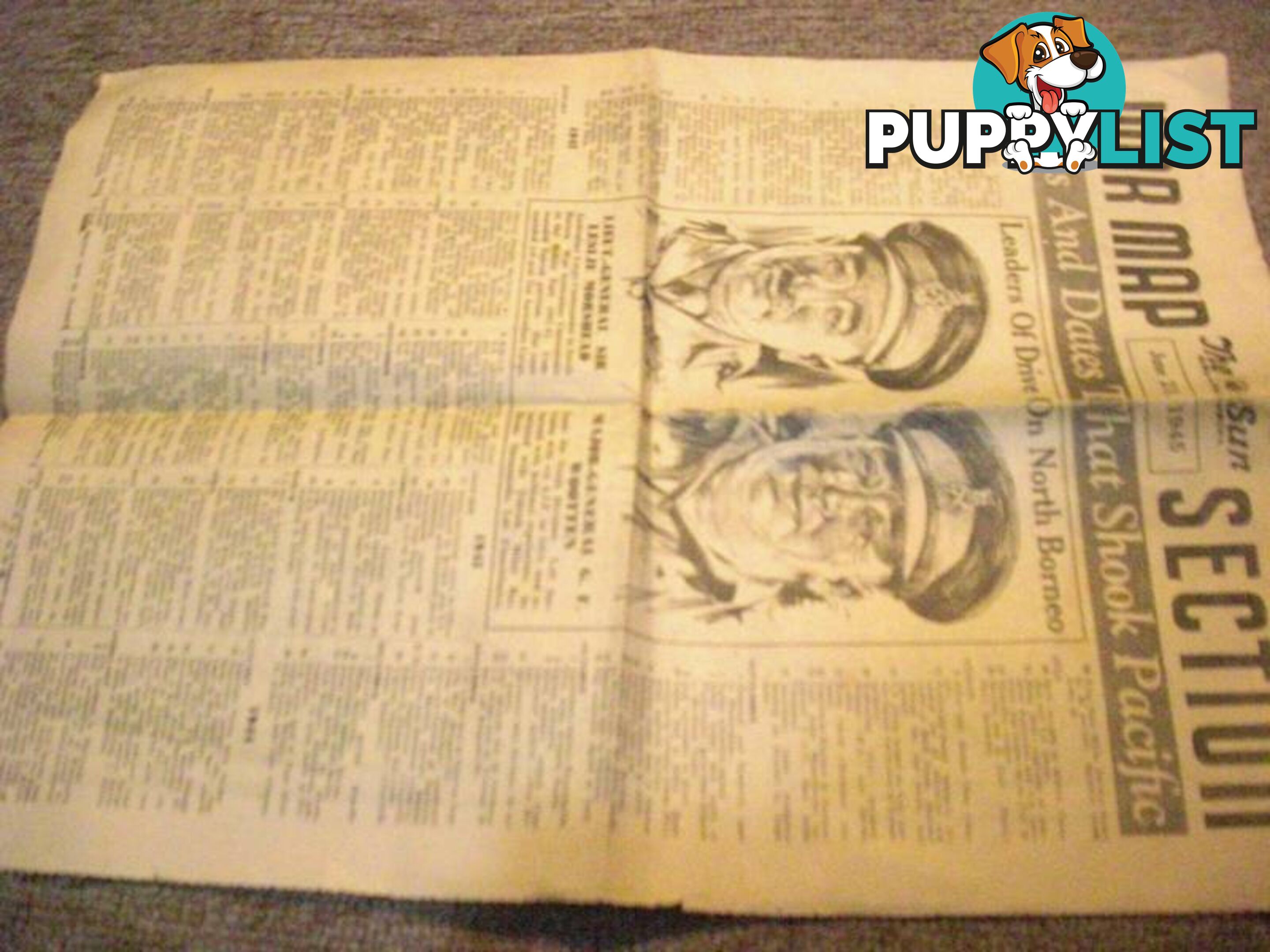 THE SUN JUNE 23 1945 FRONT PAGE +WAR MAPS 72 YEARS OLD THE SUN