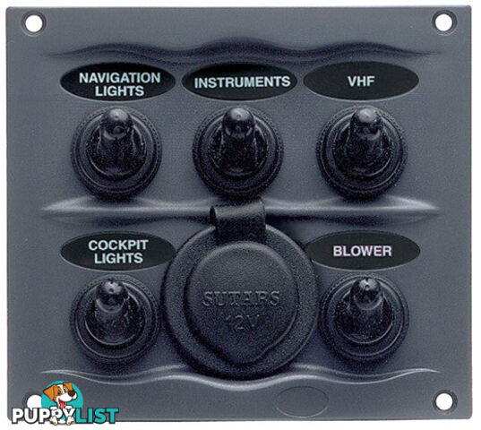 Waterproof Switch Panel - 5 Switch 12V Socket (black or white)