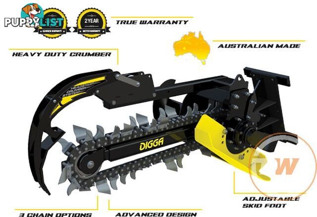 DIGGA TRENCHERS ALL MAKES ALL MODELS SUIT SUIT EXCAVATOR BOBCAT TRACTOR TELEHANDLER Trencher Attachments