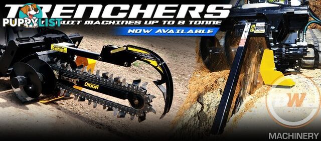 DIGGA TRENCHERS ALL MAKES ALL MODELS SUIT SUIT EXCAVATOR BOBCAT TRACTOR TELEHANDLER Trencher Attachments