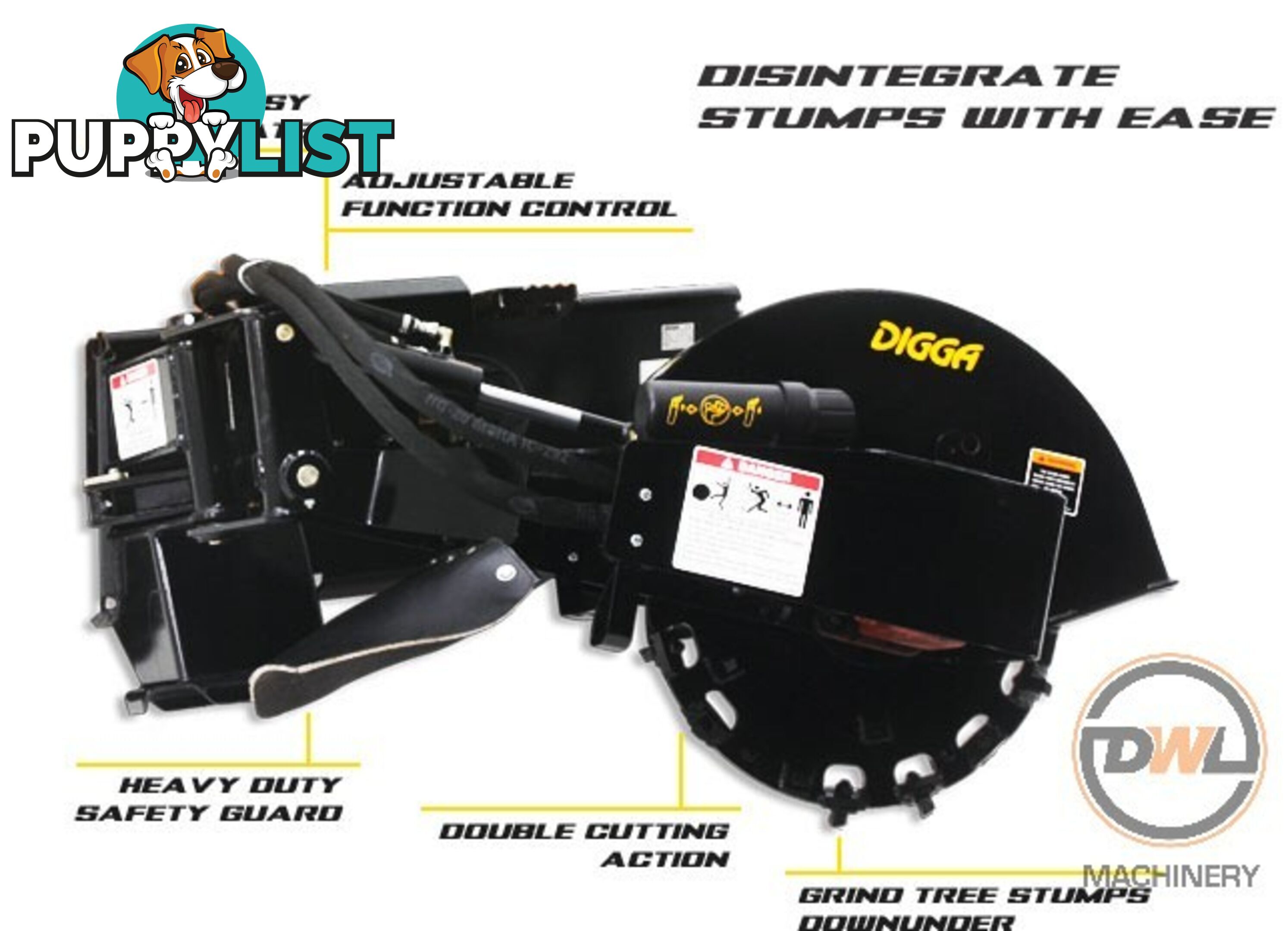 DIGGA STUMP GRINDER SKID STEER Stump Grinder Attachments