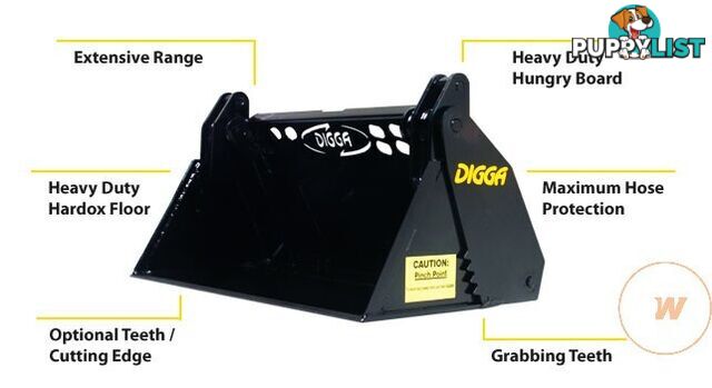 DIGGA 4 IN 1 BUCKET SUIT MINI LOADER KANGA, DINGO, VERMEER, BOXER Bucket-GP Attachments