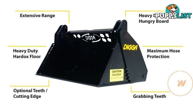 DIGGA 4 IN 1 BUCKET SUIT MINI LOADER KANGA, DINGO, VERMEER, BOXER Bucket-GP Attachments