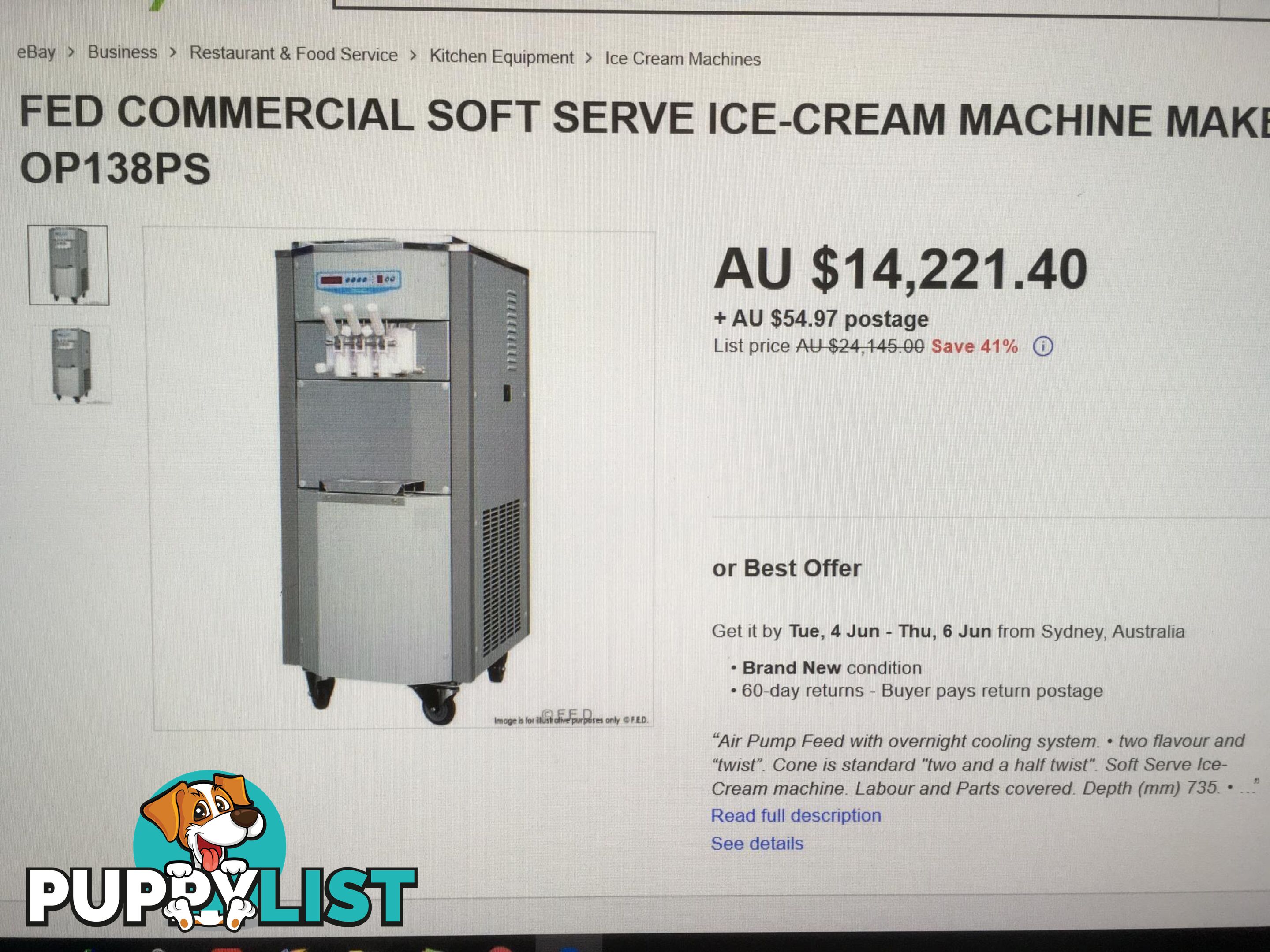 FED COMMERCIAL SELF SERVE ICE CREAM MACHINE