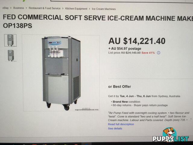 FED COMMERCIAL SELF SERVE ICE CREAM MACHINE